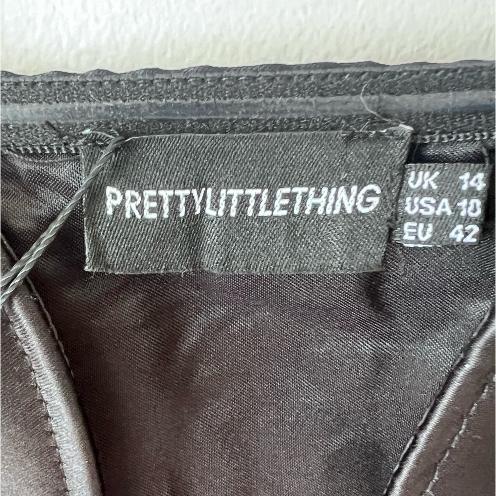 NWT PrettyLittleThing Black Satin Structured Hook & Eye Corset - Picture 5 of 7